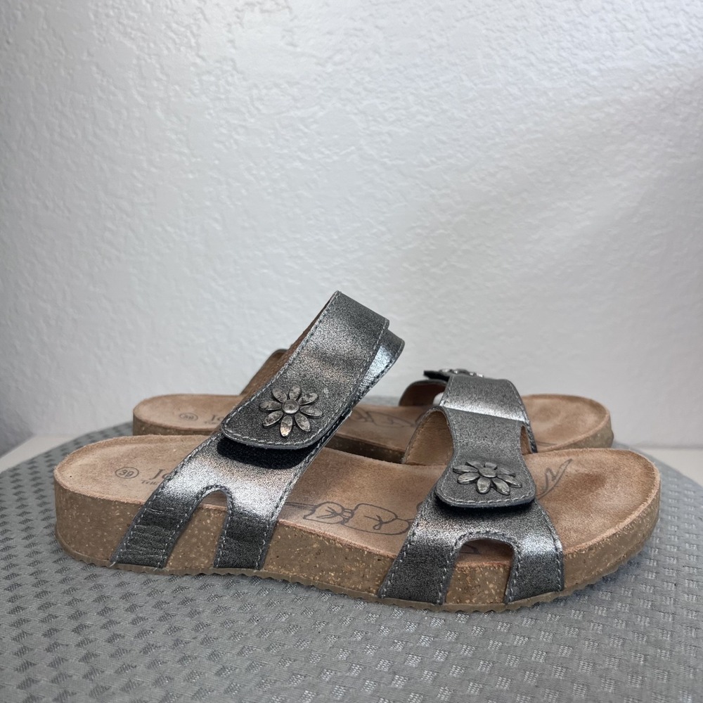 Josef Seibel Tonga 04 Sandals Womens 39 US 8 Metallic Slip On Comfort Shoes